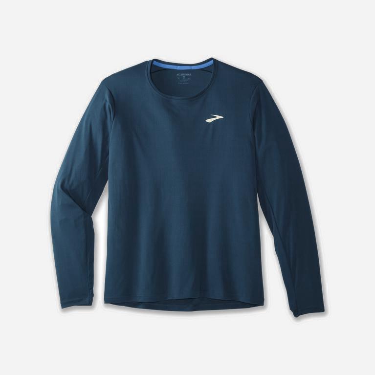 Brooks Atmosphere NZ - Men's Long Sleeve Running Shirt - Indigo Rush (54832-YJTK)